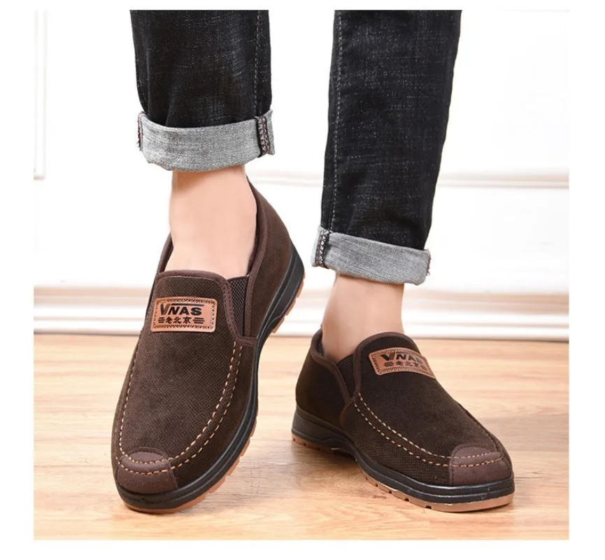 2026 Winter Warm Mens Cotton Shoes Fleece Lined Slip On Non Slip Elderly Father Casual Cloth Shoes Characters: 121