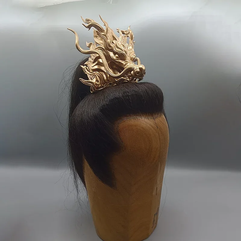 Corona de dragón de resina, tocado de Cosplay de Anime, accesorio para el cabello de guerrero chino antiguo dorado, juego de película de TV, fiesta de Festival de Halloween
