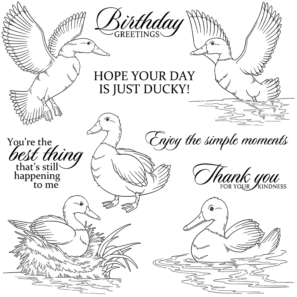 Mangocraft Cartoon Goose Ducks Cutting Dies Clear Stamp Autumn Day DIY Scrapbooking Metal Dies Silicone Stamp Cards Albums Decor