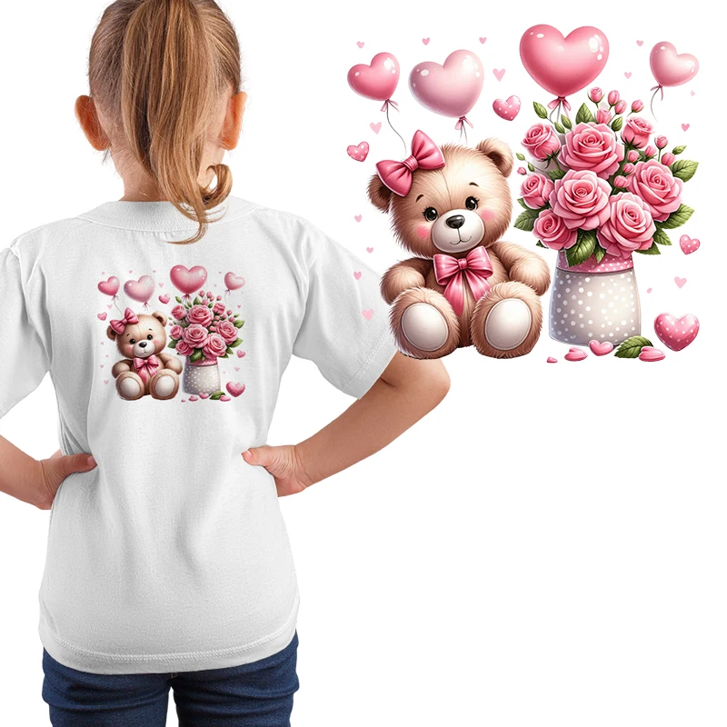 Cute cartoon candy Valentine's Day teddy bear Iron Transfer Clothes Transfer Dtf Ready to Press Heat Transfer Printing