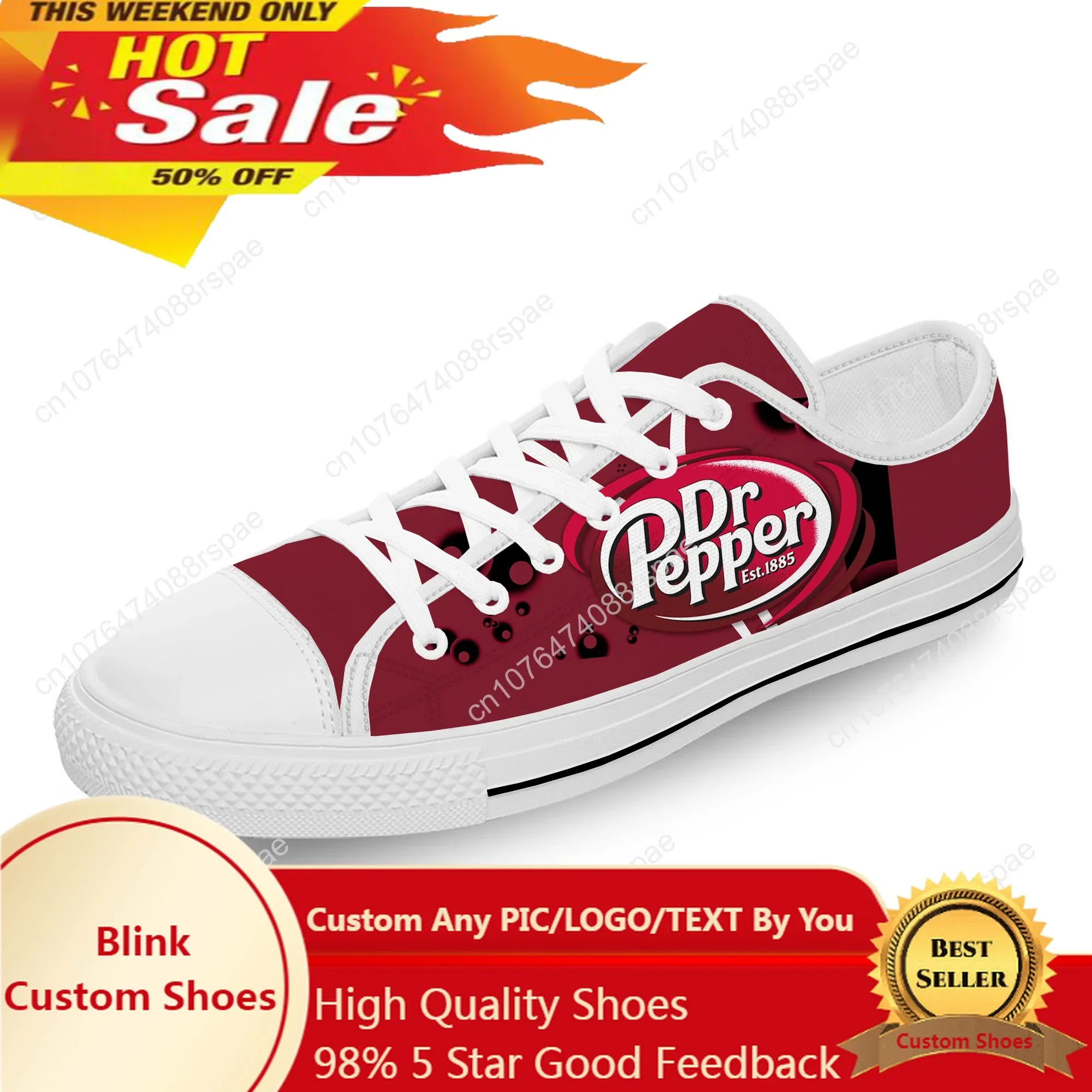 DR Pepper Low Top Sneakers Mens Womens Teenager Casual Shoes Canvas Running 3D Print Shoes Cosplay Breathable Lightweight Shoe