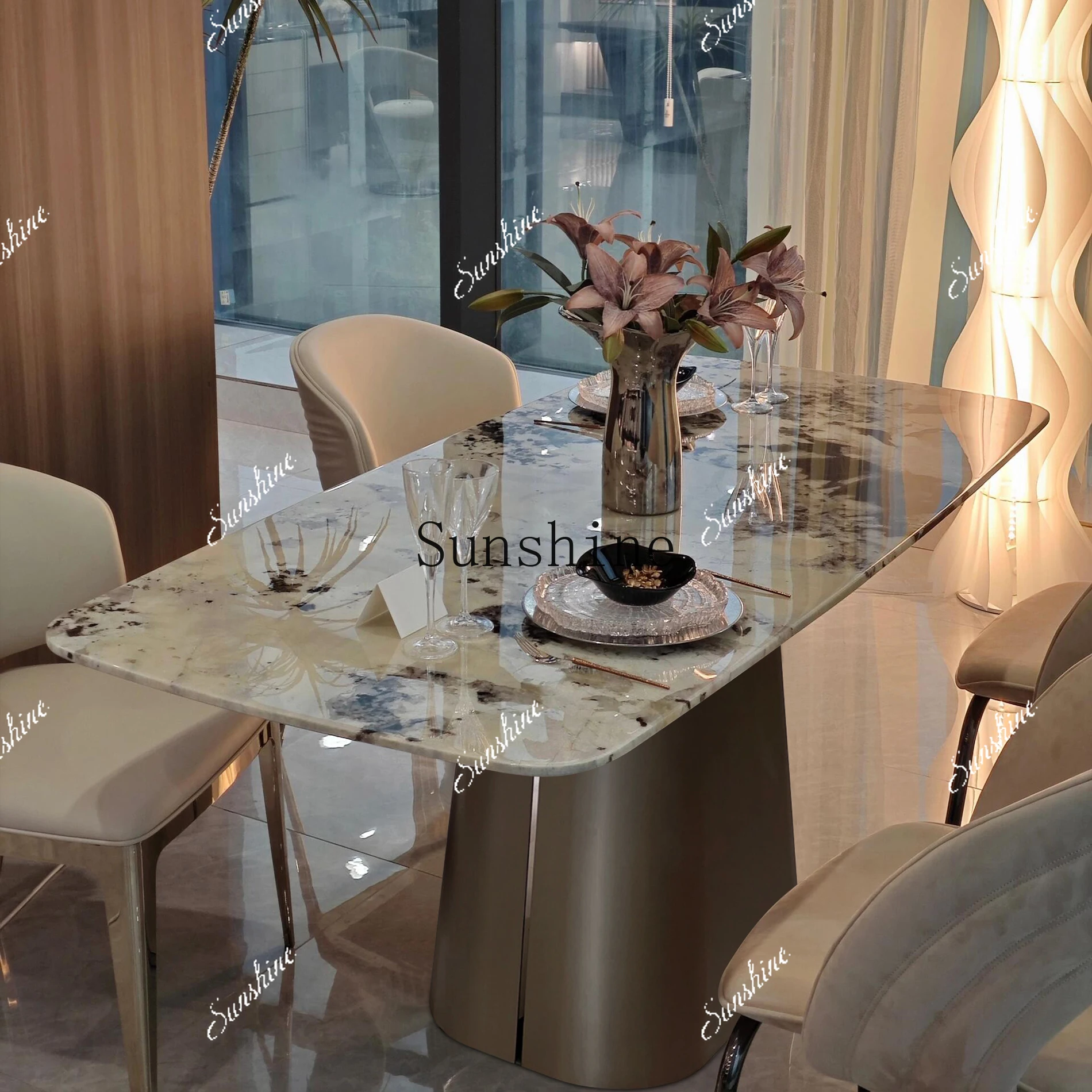 

Modern simple small apartment household dining rectangular table FT