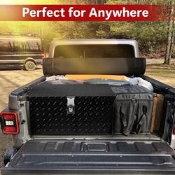 20 Inch Black Aluminum Tool long Box Tread Flat box for Truck Car Outdoor Trailer Pickup Underbody ATV Storage Tools Organizer
