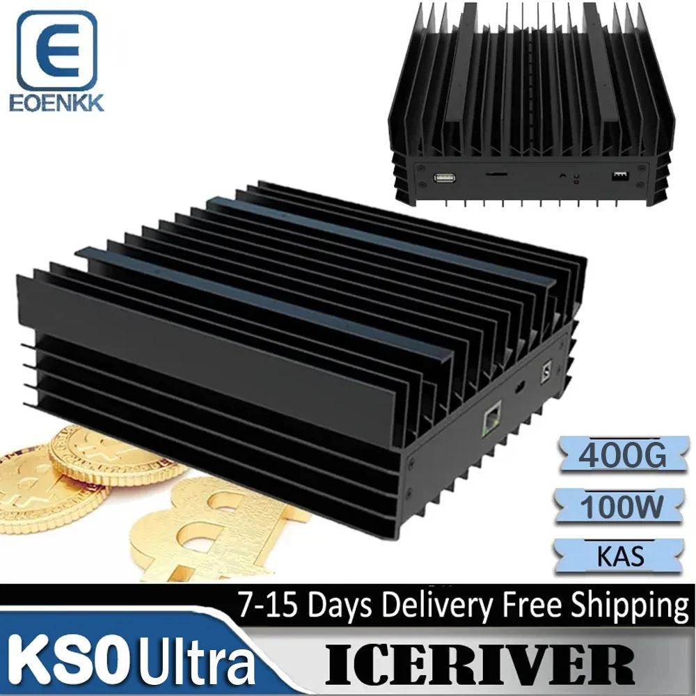 New KS0 Ultra IceRiver KAS KS0Ultra 400G Asic Miner 100W Kaspa Mining Crypto Machine, DHL Shipping