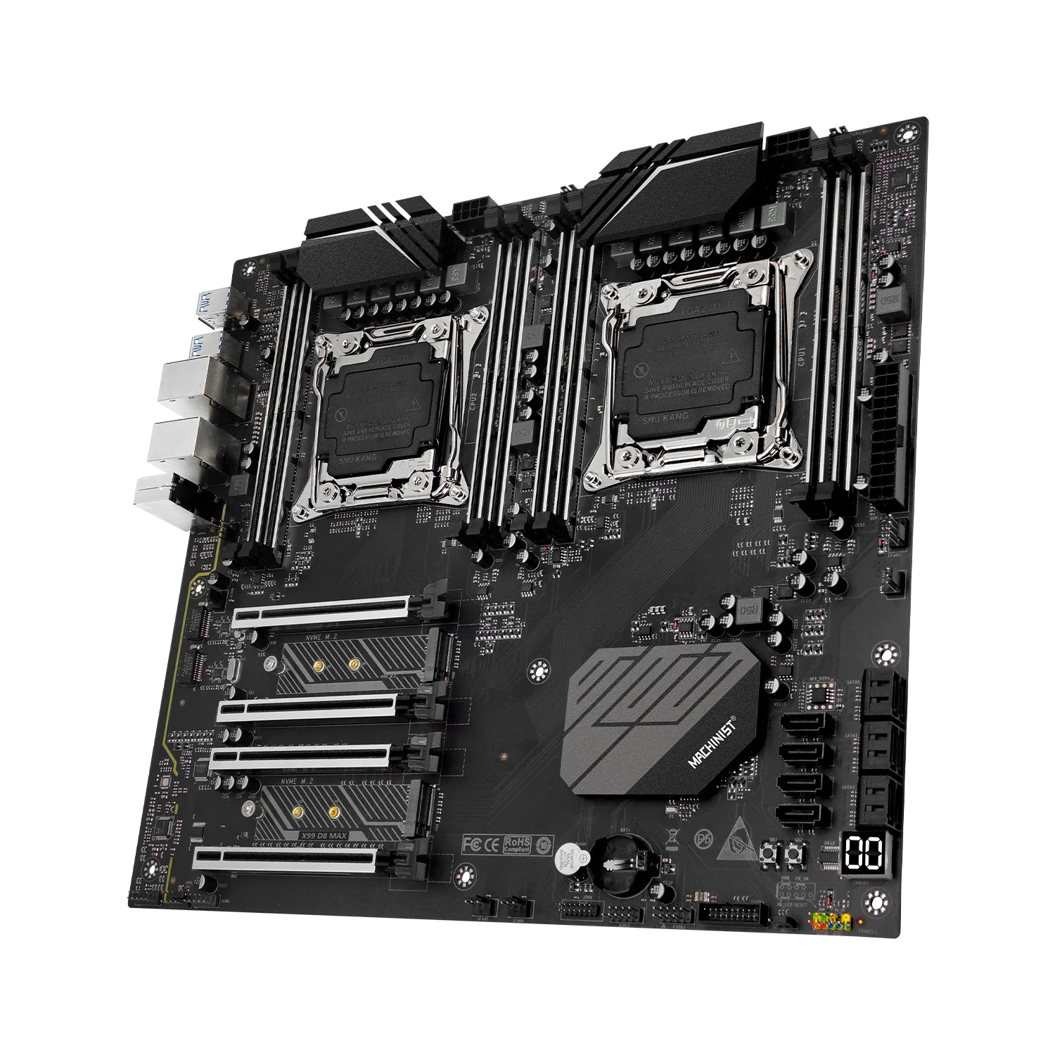 Imagem -02 - Max Motherboard Suporte Lga 20113 Cpu Dual Xeon 2690 2696 2683 v3 Processador v4 Memória Ddr4 Nvme M.2 E-atx Machinist-x99 d8