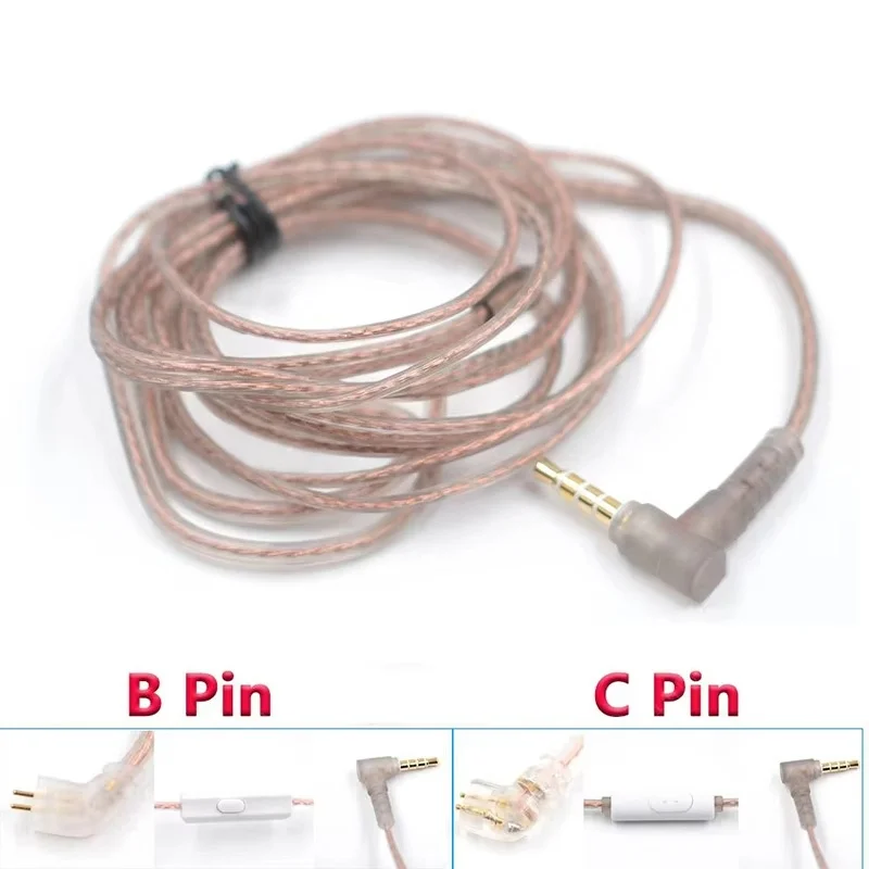 Cable de actualización para auriculares KZ ZST ZSR ZSN ZSN PRO/ZS10 PRO/AS16, cable de cobre para auriculares con conector B/C de 3.5mm y micrófono.