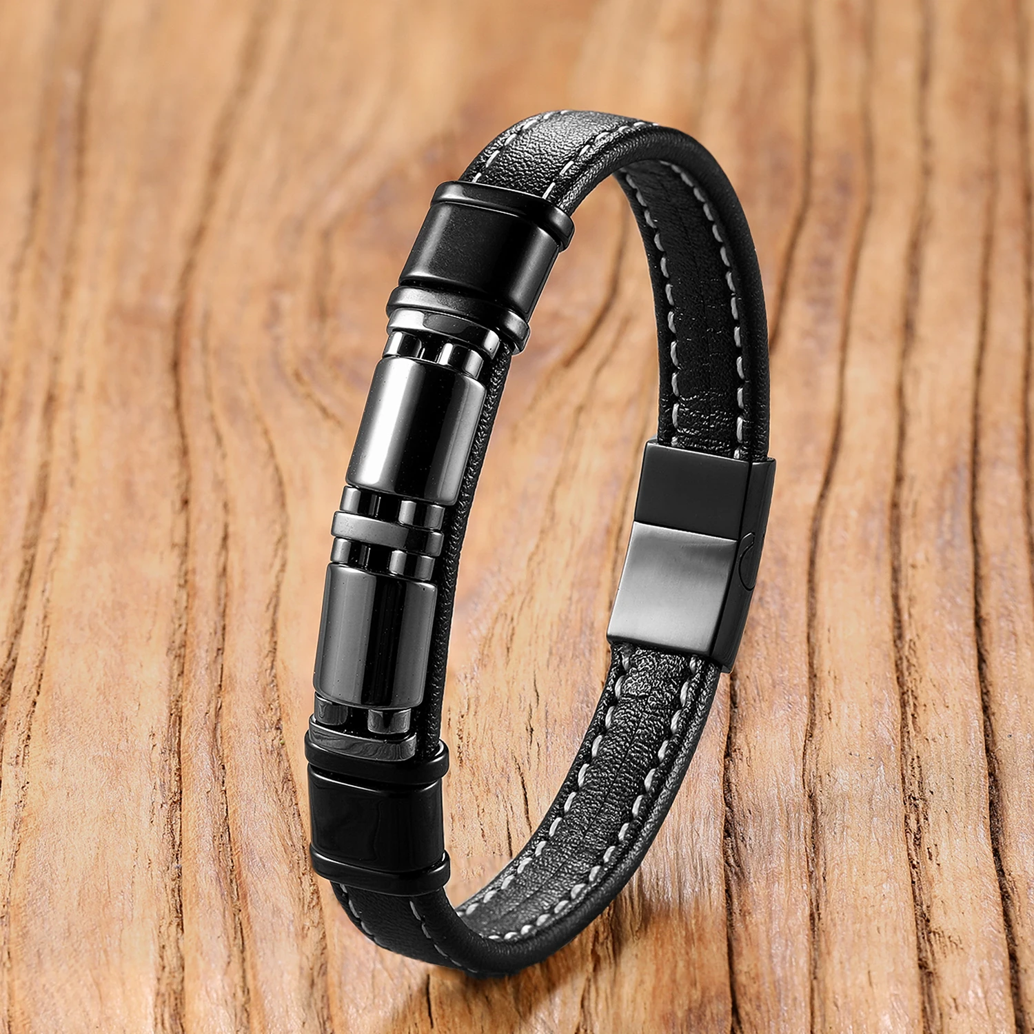 سوار الهيماتيت المغناطيسي، مشبك من الفولاذ المقاوم للصدأ وجلد مضفر، مجوهرات الطاقة المؤرضة لعافية الرجال