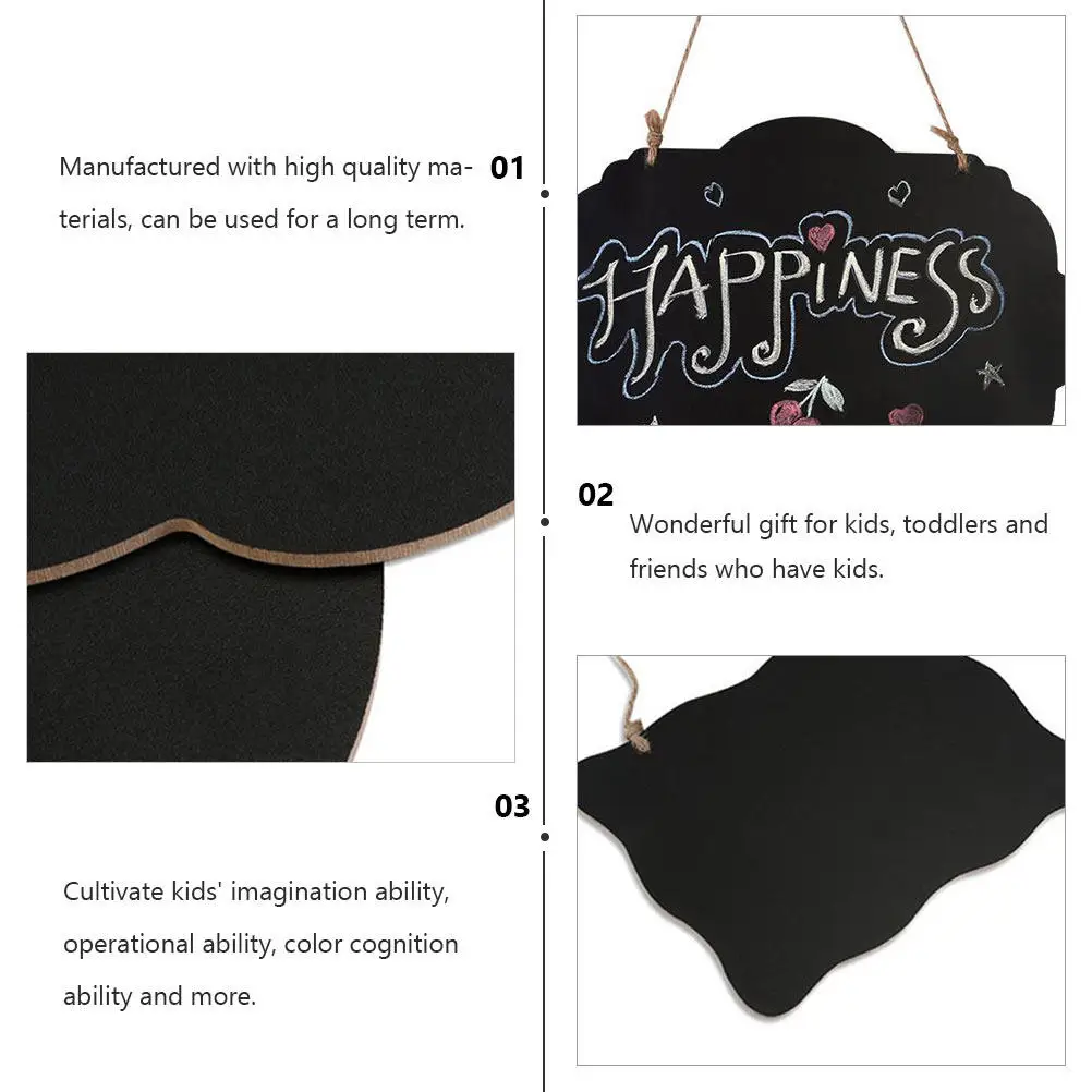 2Pcs Premium Wooden Mini Hanging Blackboard Double Sided Drawing Board for Learning Writing Drawing Imagination Development