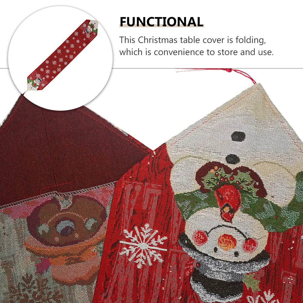 

1pc Christmas Snowman Runner Xmas Theme Table Cover For Home Restaurant Party Decorative Table Mat Dinner Ornament