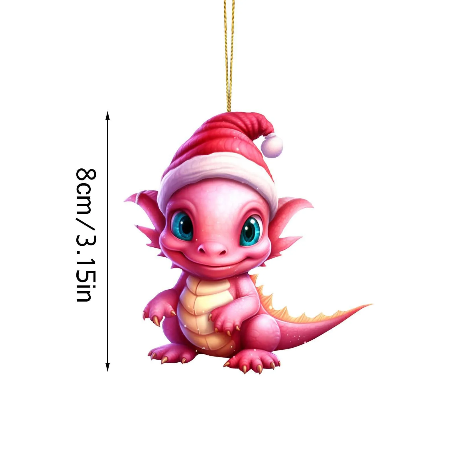 New Christmas Dragon Baby 2D Acrylic Cartoon Dinosaur Ornament Cute Christmas Tree Decoration Pendant for Home Office Decoration