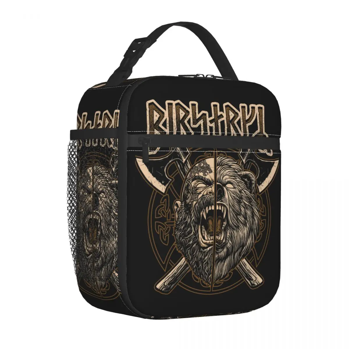 Norse Viking Berserker Pagan Bear Warrior Futhark Runes Insulated Lunch Bags Resuable Thermal Cooler Lunch Box Women Children