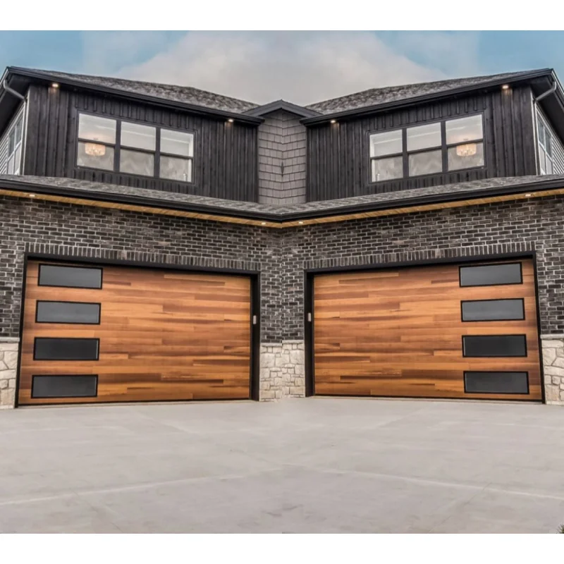 American Oak Wood Sectional Garage Door Aluminum Overhead Insulated 9X8 Flap Solid Wood Panels Garage Door On Sale
