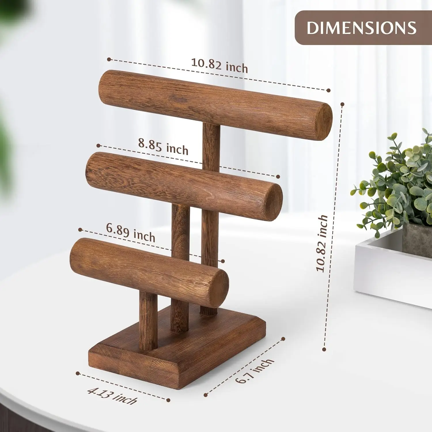 3-Tier Bracelet Holder Stand Display Wooden T-Bar Bracelets Holder Organizer for Displays, Storage Stand Tower for Bangle