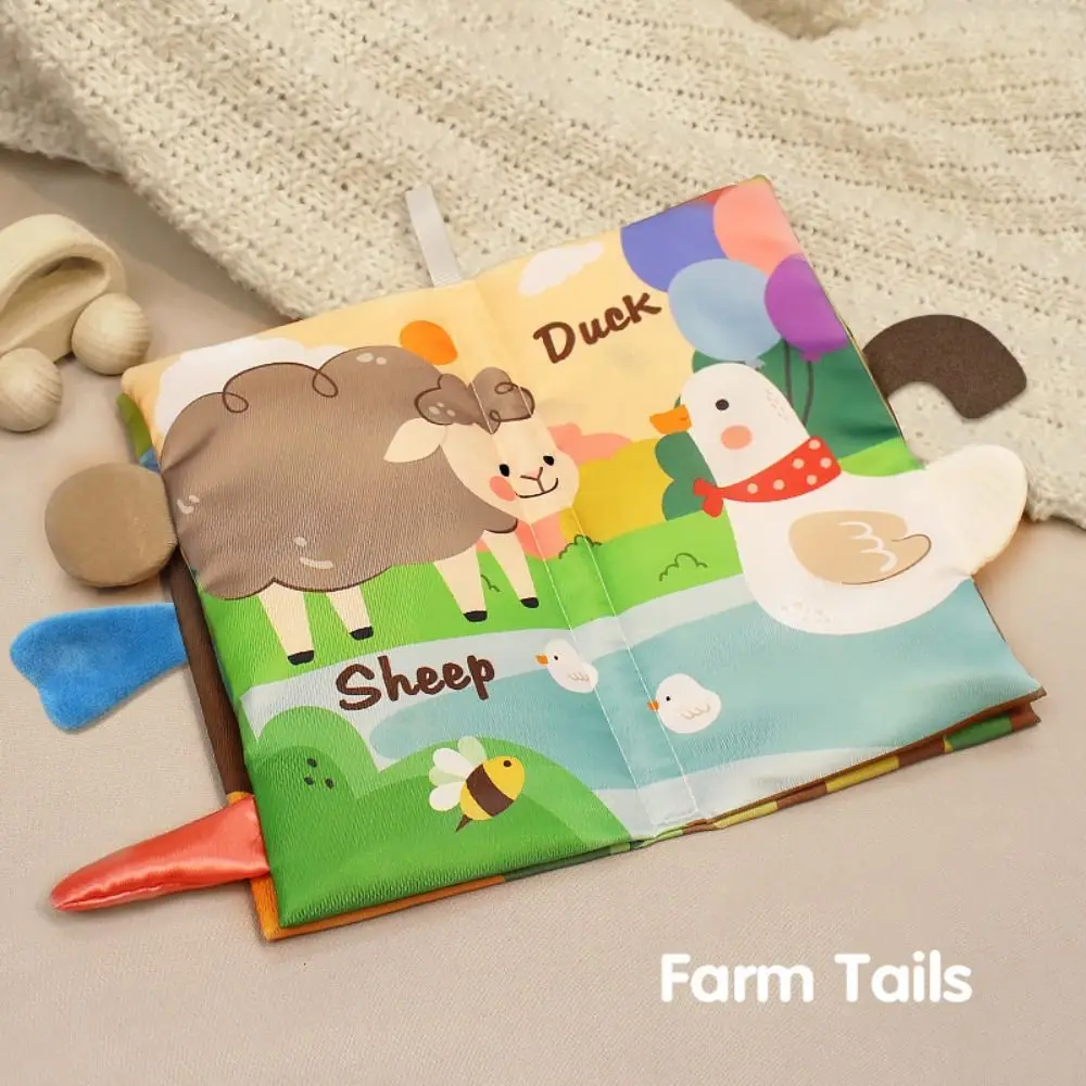 Etiqueta estéreo livro animais cauda livro de pano do bebê pai-filho som papel pano livro interativo macio quebra-cabeça pano livro infan