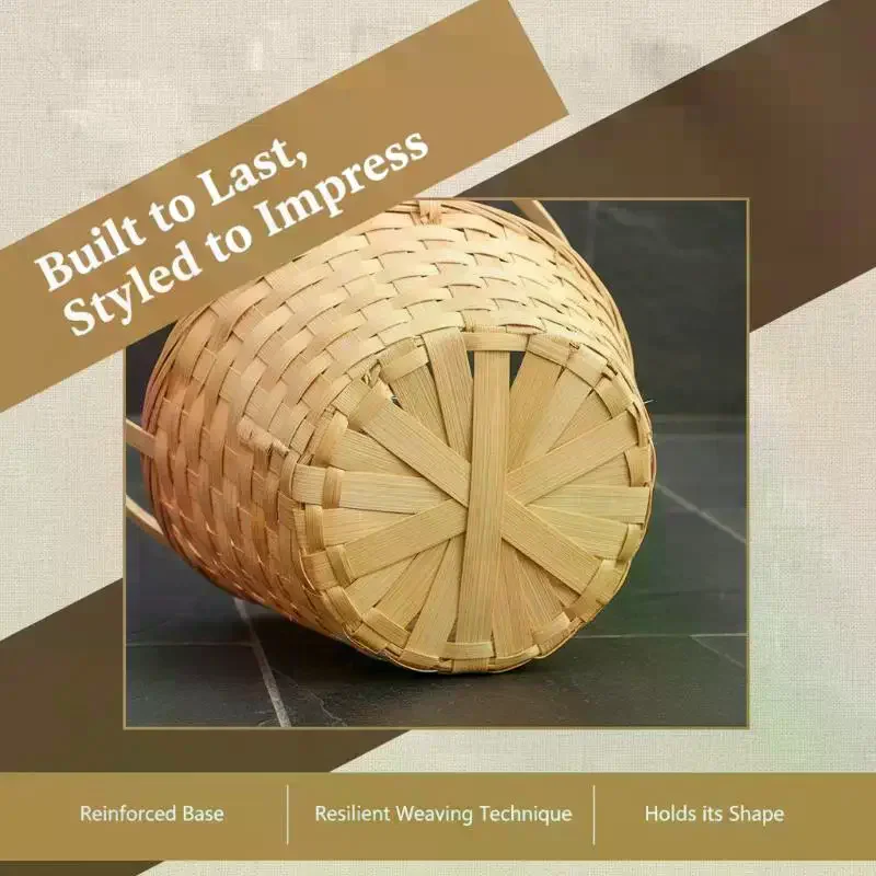 Handwoven Bamboo Handheld Flower Basket Eco-Friendly Multi-Purpose Storage Basket for Picnic Fruit Snack Storage Use