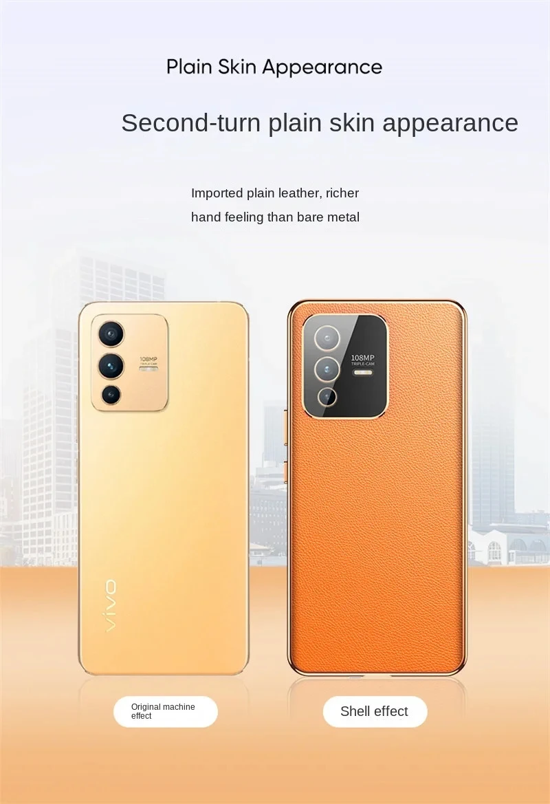 Vivo V23 VivoV23 5G V2130 Case 360 Full Protection Clear Front Glass Case with Back PU Leather Hard Cover for Vivo V23 5G V2130