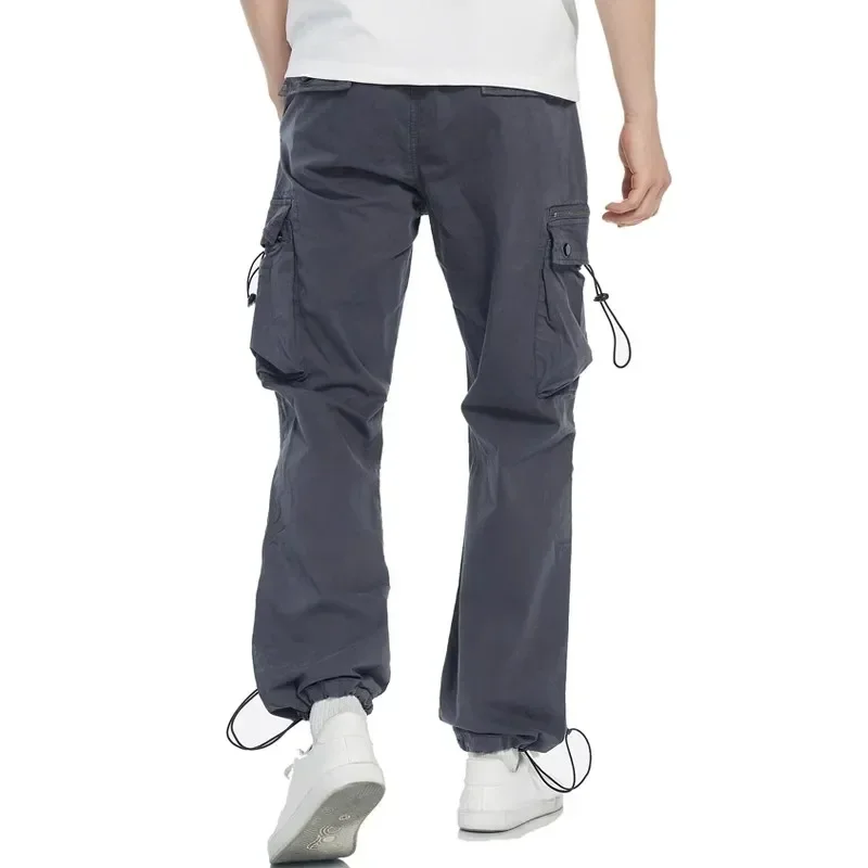 LIBIELIY High Quality Cargo Pants Men Solid Color Multi Pockets Casual Pants Mens Fashion Slim Fit Full Length Trousers Jogger S