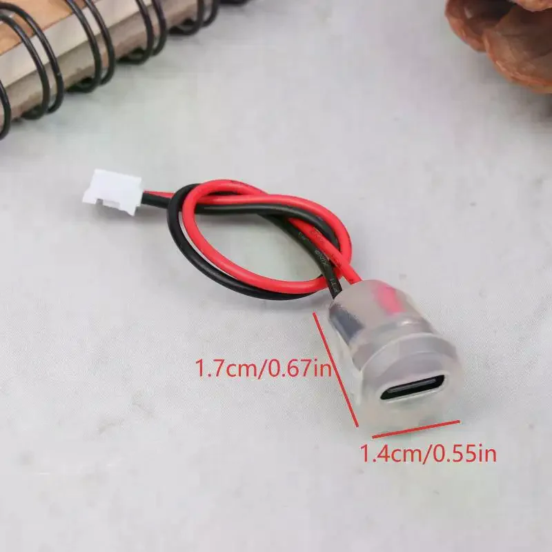1/3/5Pcs Type C Female Socket Jack Connectors Waterproof 2 Wire Pigtail Cable With LED Lights 3A 5V Fast Charger Power Port