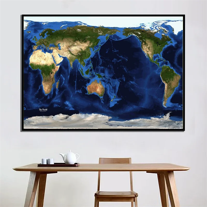 Impresiones sin marco del mapa del mundo, pósteres artísticos de pared, pinturas en lienzo no tejidas, decoración del hogar, suministros de oficina y sala de estar, 84x59cm