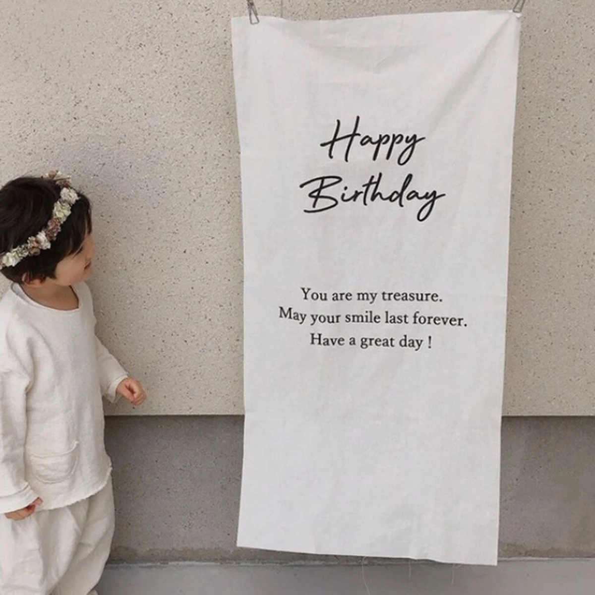 Happy birthday party background wall hanging cloth photo recording props tapestry decoration