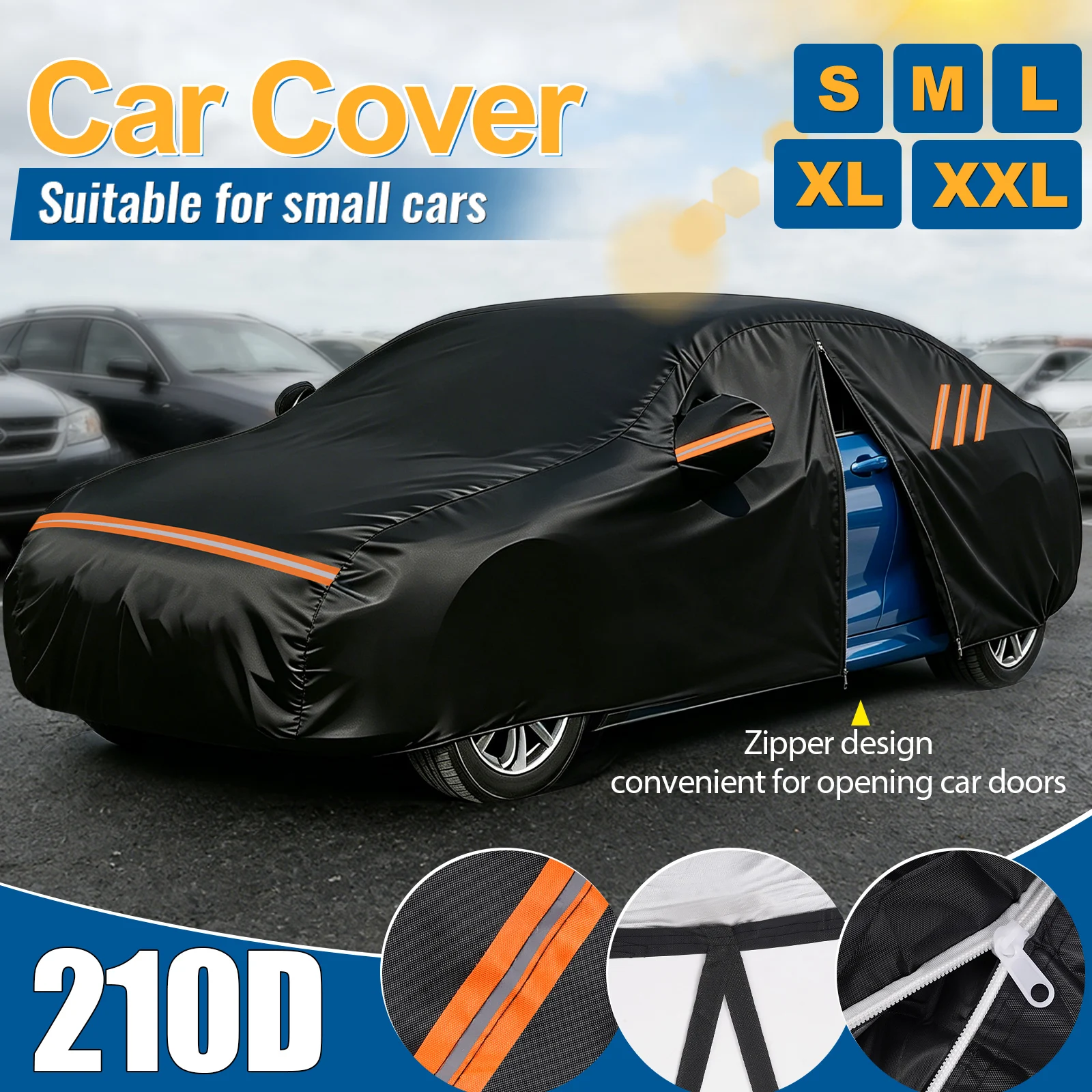 

Universal Car Covers Outdoor Waterproof Sun Rain Snow Protection UV Auto Cover With Reflective strips 210D Sedan SUV Protective