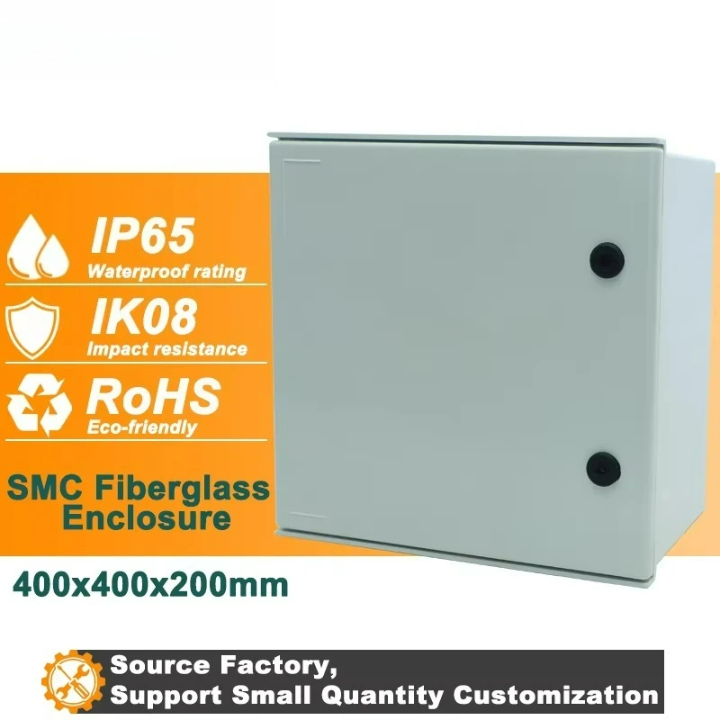 RH440 SMC glass fiber gray mixed lock outdoor waterproof distribution box communication equipment shell 400X400X200mm