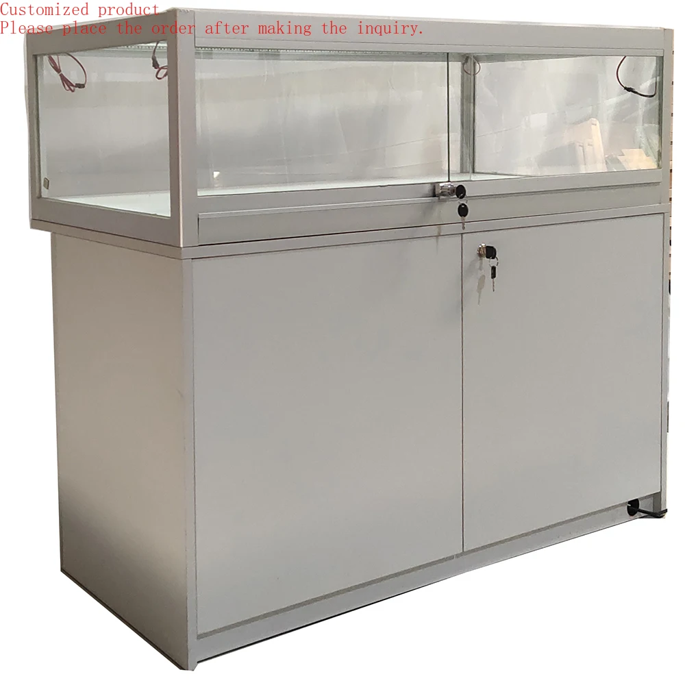 

Custom.SILVER Tempered Glass Jewelry Display Cabinet /Led Cabinets Light Display/ High-End White Luxury Jewelry Showcase