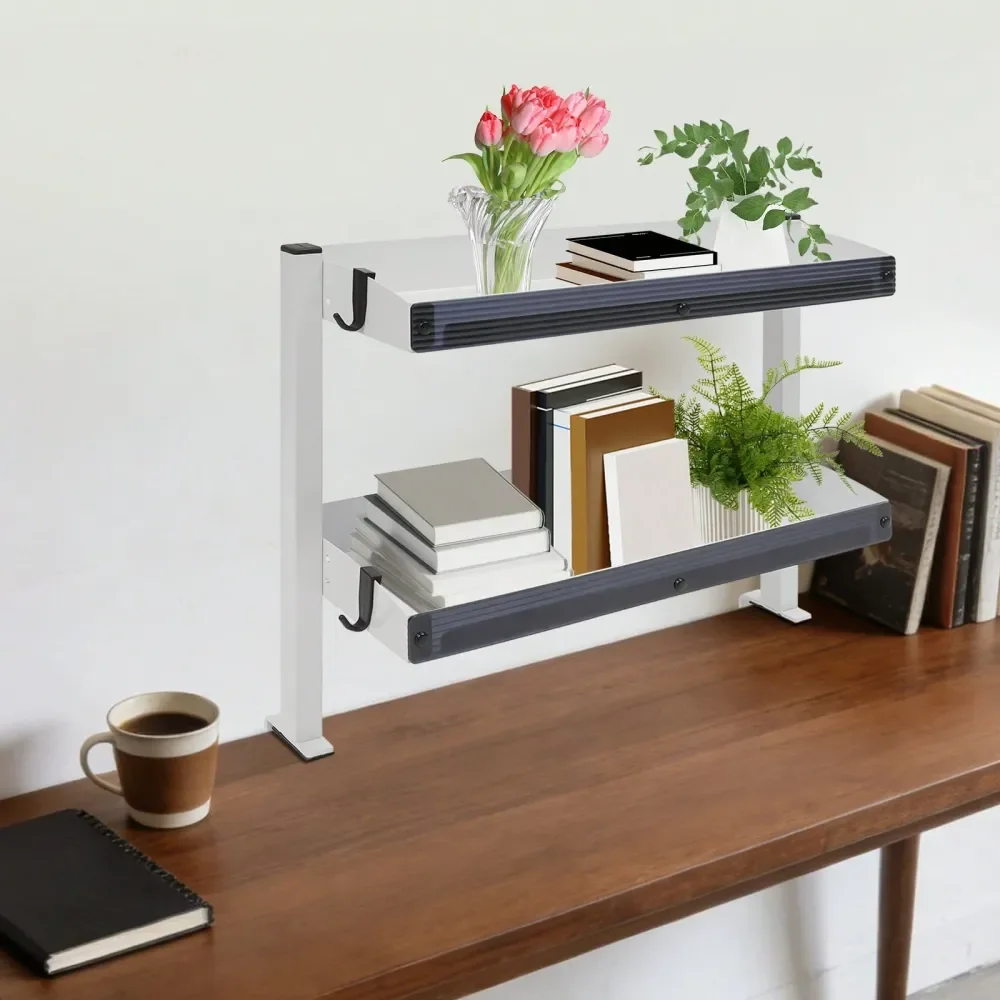 

Настольная полка, настольная полка с креплением на клипсах, 2-уровневая полка с регулируемым лотком для хранения, настольные аксессуары для офисов, учебных комнат, игровых комнат