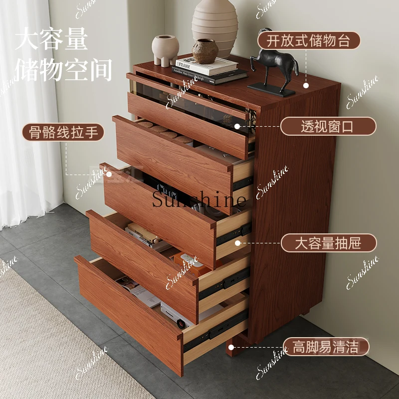 خشب متين على الطراز القديم مقابل أرضية الحائط، مدخل منزلي بسيط، خزانة جانبية لأريكة غرفة المعيشة FT #3