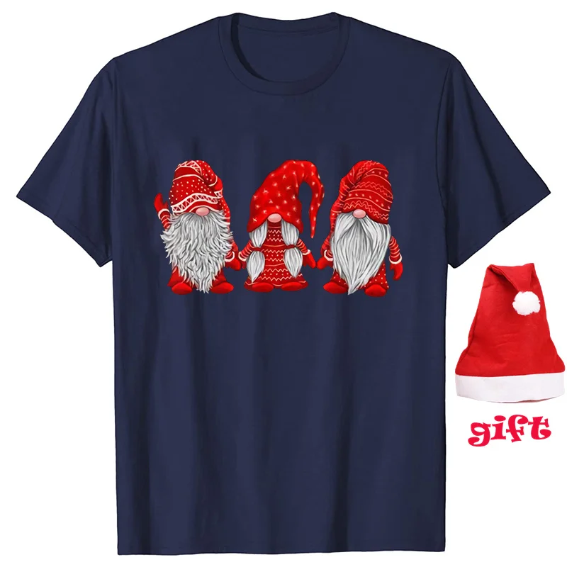 Santa Claus T-shirts for Women Emergency Room Nurse Ugly Xmas Party T-Shirt Christmas Tree Tee Shirts with Christmas Hats