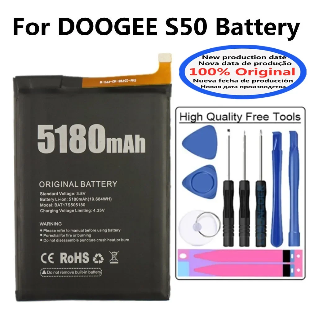 5180mAh BAT17S505180 Original Battery For DOOGEE S50 Phone Replacement Bateria High Quality Li-polymer + Tools