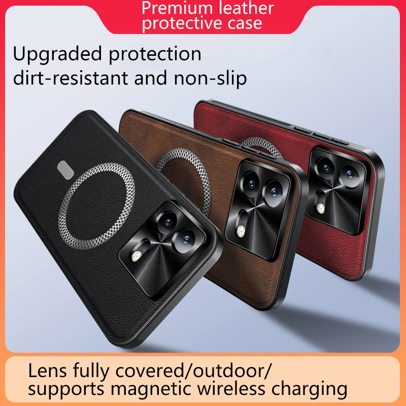 

For Vivo iQOO NEO 8 Case Magnetic Elegant Leather Wear-Resistant Lens Fully Covered Non-Slip Grip Edge Cover Shell