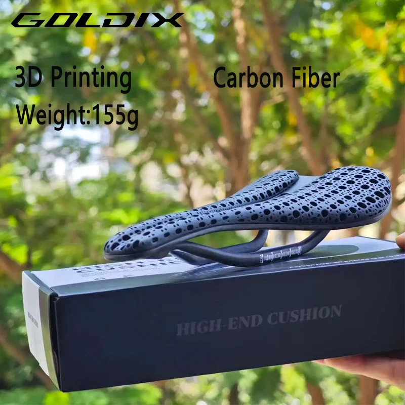 

GOLDIX 3D-Printed Carbon Pro Saddle Ultra-Light Racing Seat for Road/MTB Bikes Hollow Design with Breathable Cycling Components