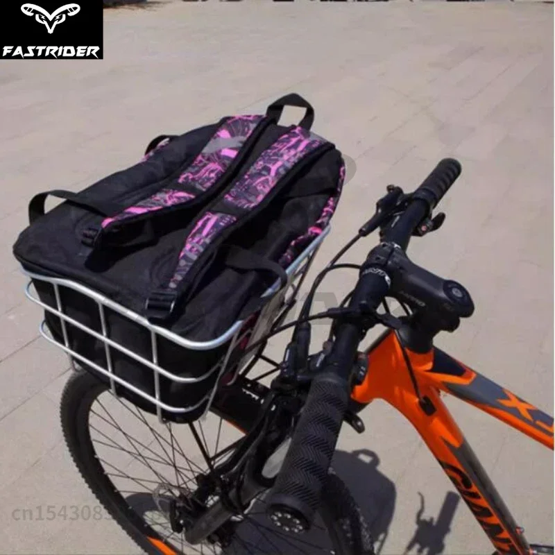 Mountain Bike Basket Aluminum Alloy Black Silver Vegetable Basket Student Bag Front Storage Basket Bicycle Rack Bag