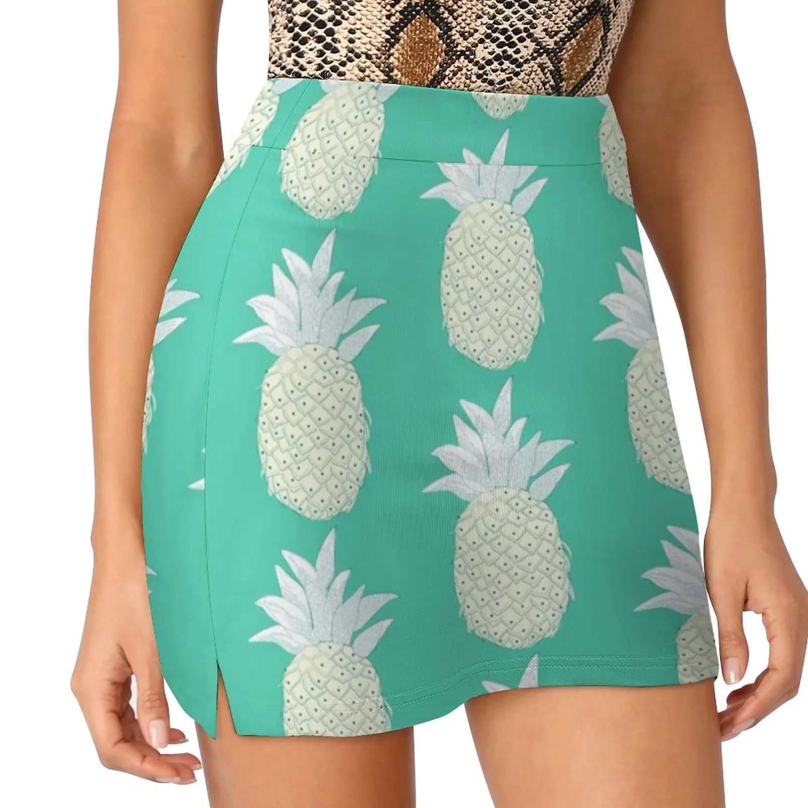 Pineapple Korean Fashion Skirt Summer Skirts For Women Light Proof Trouser Skirt Pineapples Tropical Fruit Summery Pineapple