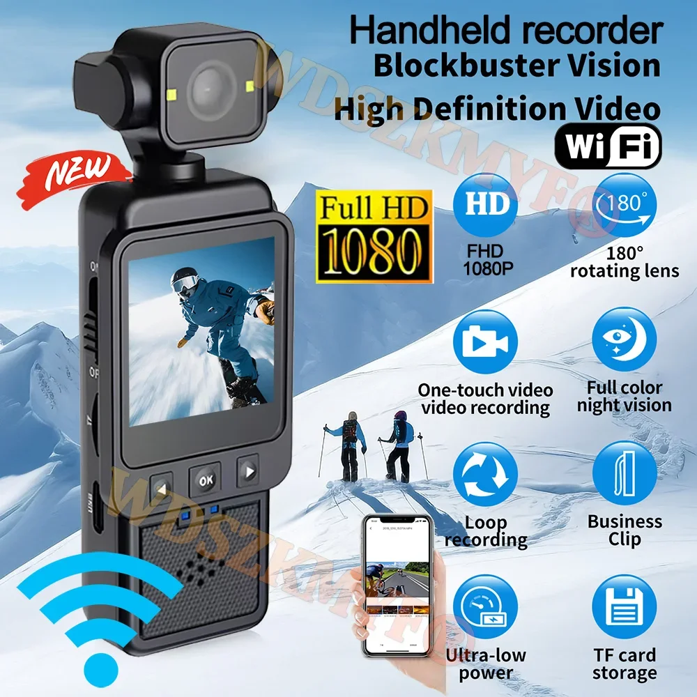 

FHD 1080P Wifi Camera Digital Video Mini Portable Handheld Law Enforcement Recorder 180° Rotatable Lens Outdoor Sports Camera