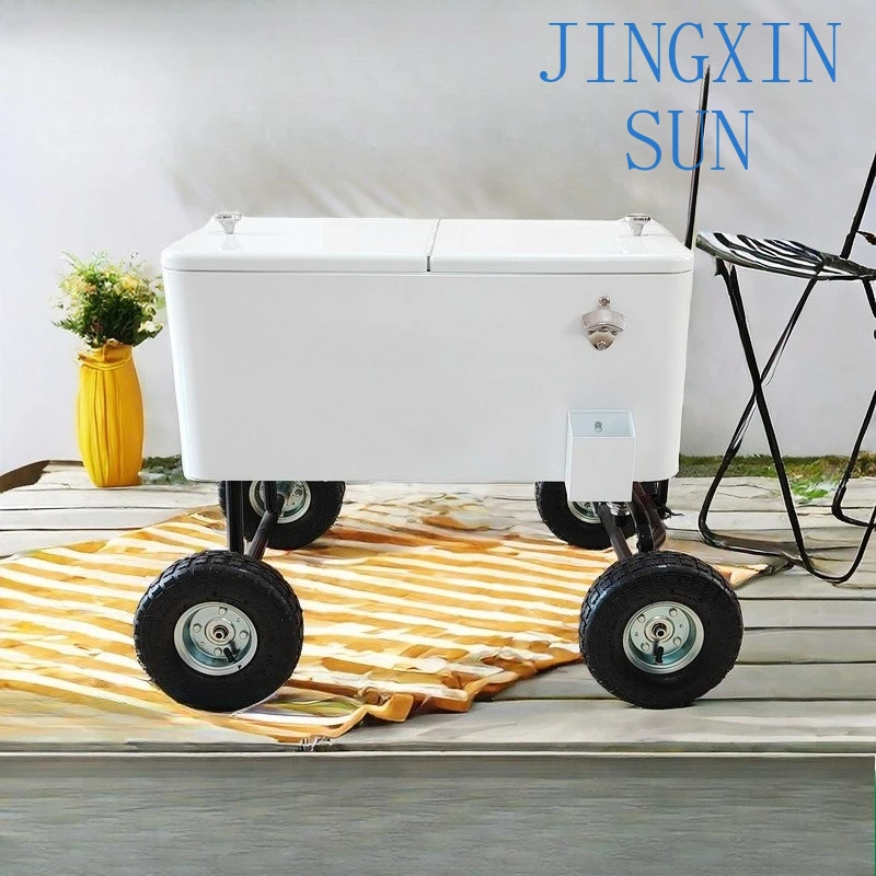 Carriage Model Ice Bucket Trailer Model Double Metal Ice Bucket Beer Bucket for Outdoor Camping for Cooler for Picnic for BBQ