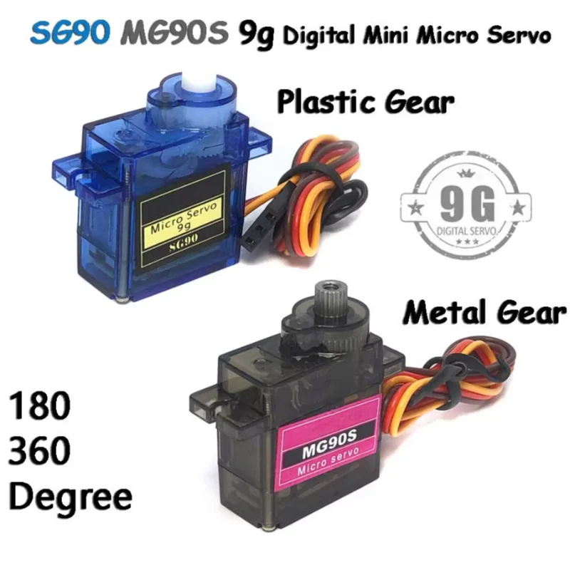 Micro Servo Motor SG90 MG90S 9g 180/360 °   Mini Servo Digital para Helicóptero RC, Avión, Barco, Coche, Robot, Arduino