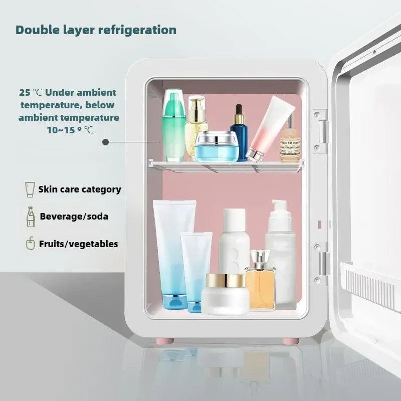 4L Mini Refrigerator Car Cosmetics Skincare LED Mirror Household Refrigerator Small Freezer Refrigeration Noise Reduction Portal view 5