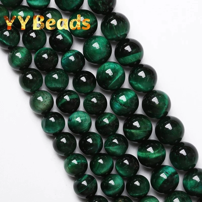 

5A Natural Green Tiger Eye Beads Round Loose Stone Beads For Jewelry Making Bracelets Necklaces Accessories 15" 4 6 8 10 12 14mm