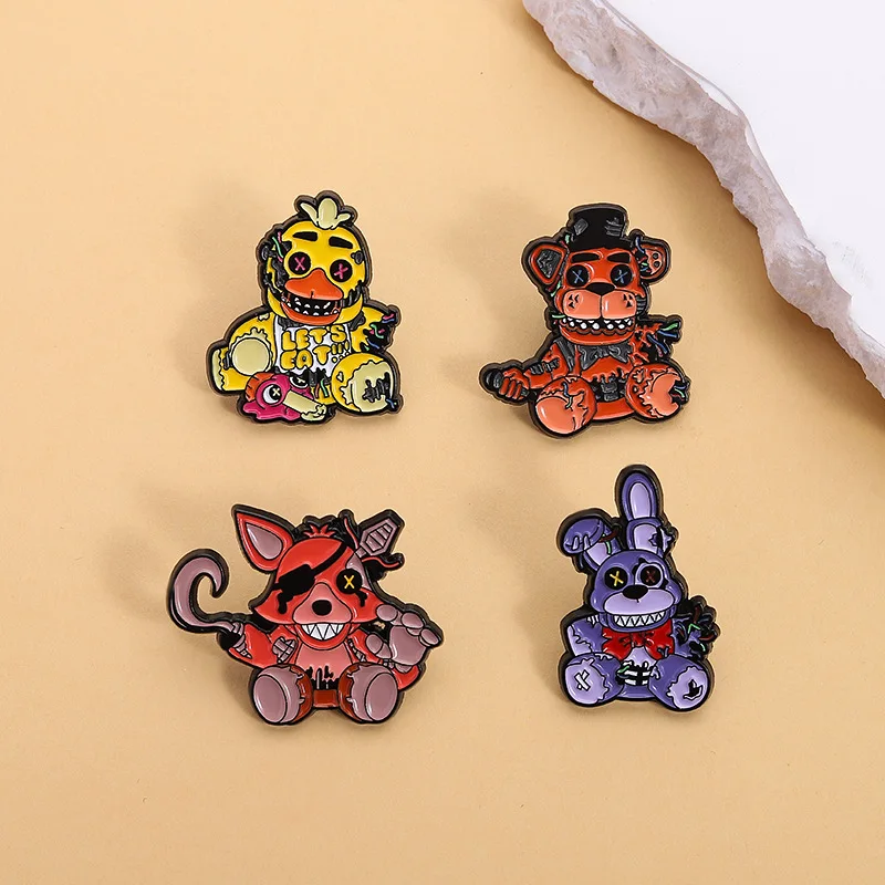 Halloween-Thema Tierbrosche Cartoon Horror Ente Hase Bär Fuchs Hartemaille Anstecknadel Cosplay Geschenk Accessoire Requisiten