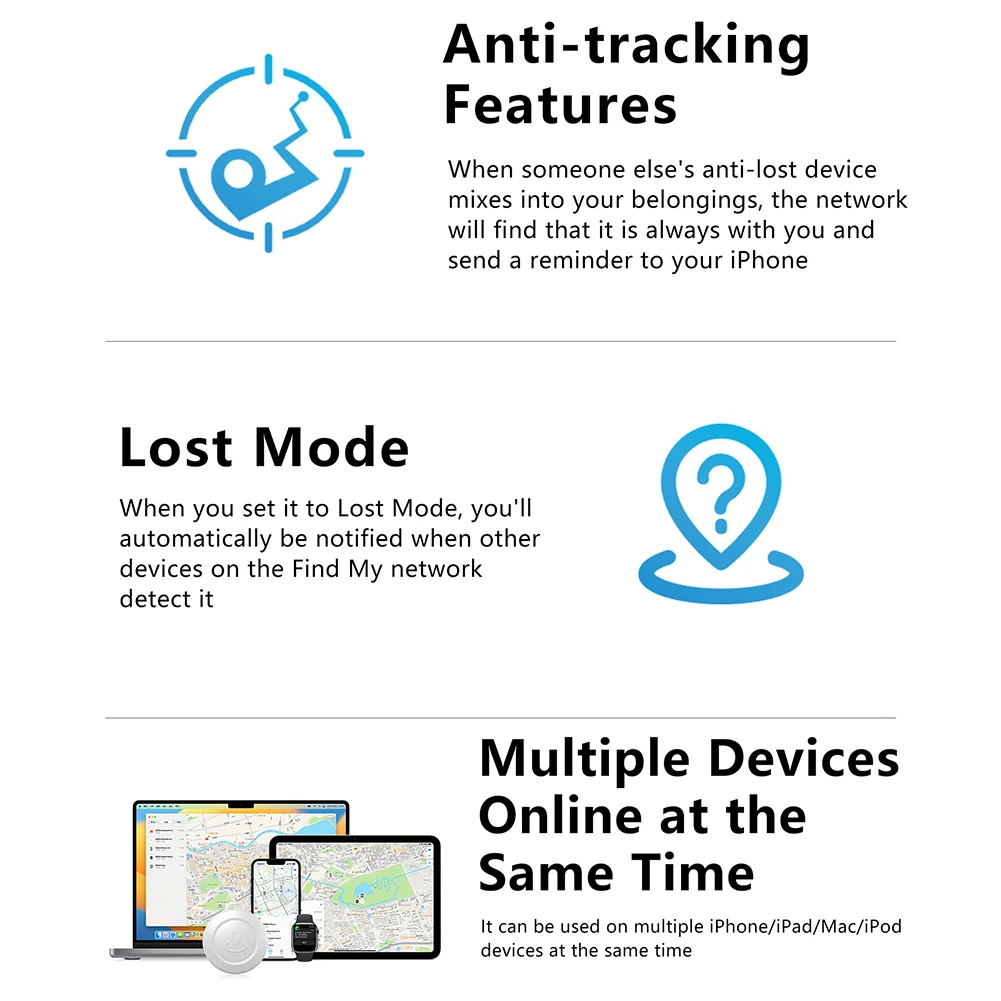 Smart GPS Tracker Bluetooth-Compatible Work With Apple Find My Anti Lost Reminder Mini Tracking Device Pet Key Child Finder