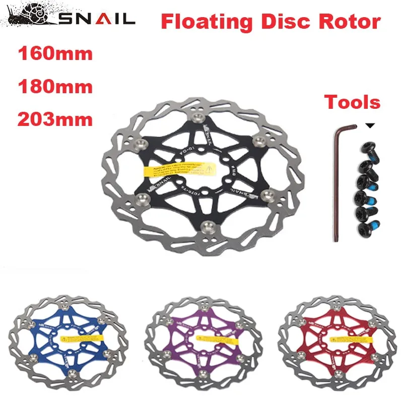 

Snail New Bicycle Floating Disc Brake Rotor 6 Screws Light Aluminum Alloy AL7075 Brake Disc 160mm 180mm 203mm Bike Parts