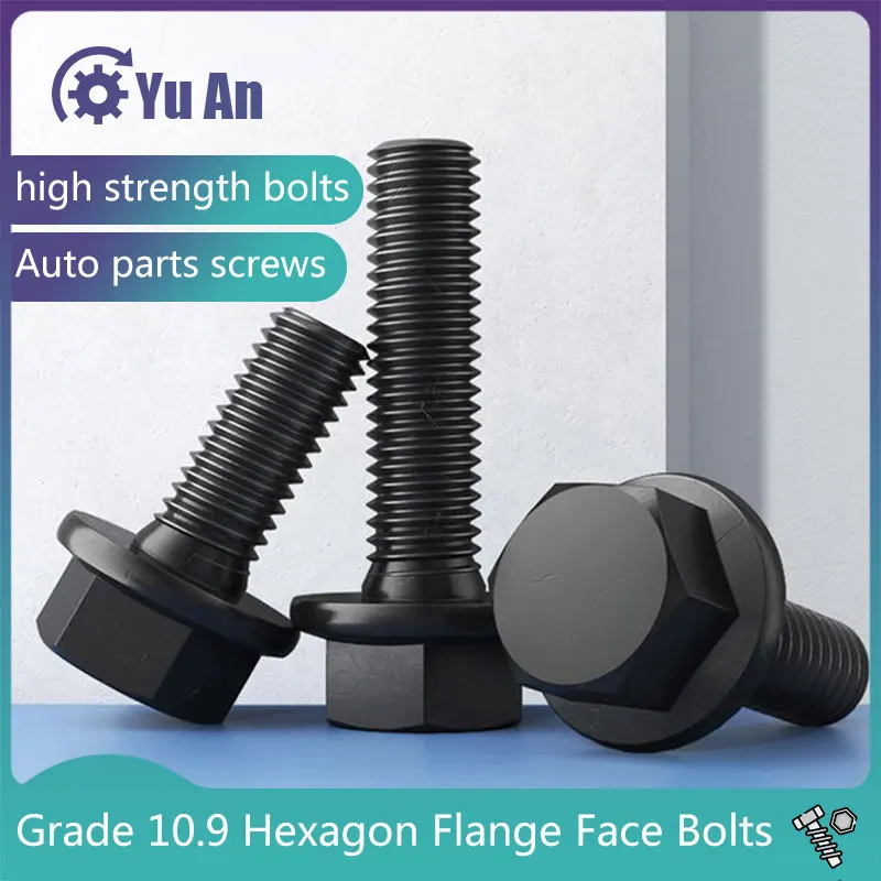 Outer Hexagonal Flange Bolts Increase Cap Screw Flange Screws Auto Parts Screws M5 M6 M8 10PCS