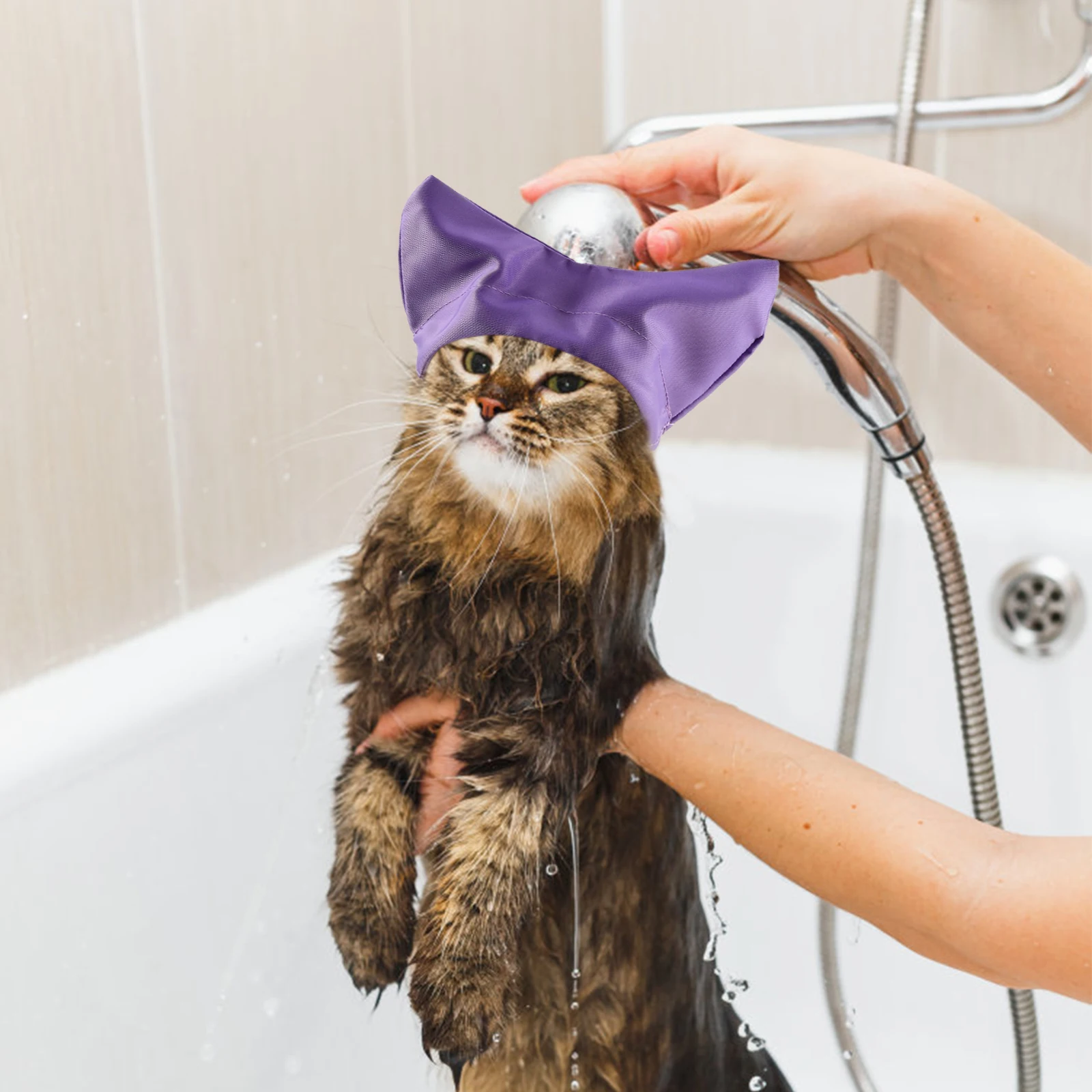 

2 Pcs Pet Waterproof Shower Cap Adjustable Earmuffs for Grooming Cat Bath Cover Caps Dog Protection