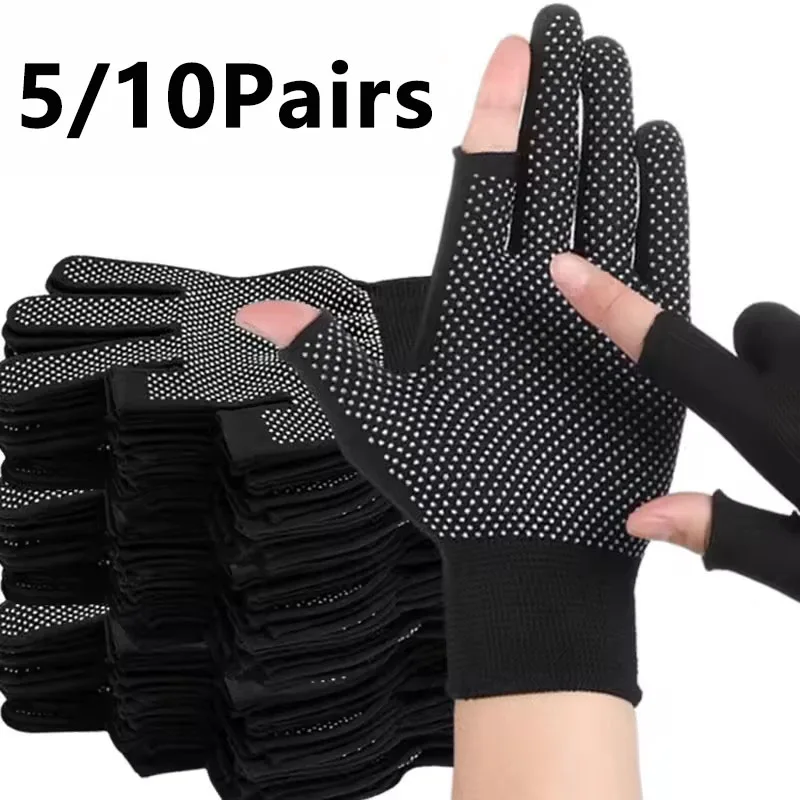 Anti-Rutsch-Arbeitshandschuhe für Herren und Damen, Motorrad-Reitsporthandschuhe, leichte, atmungsaktive, freiliegende Zwei-Finger-Handschuhe