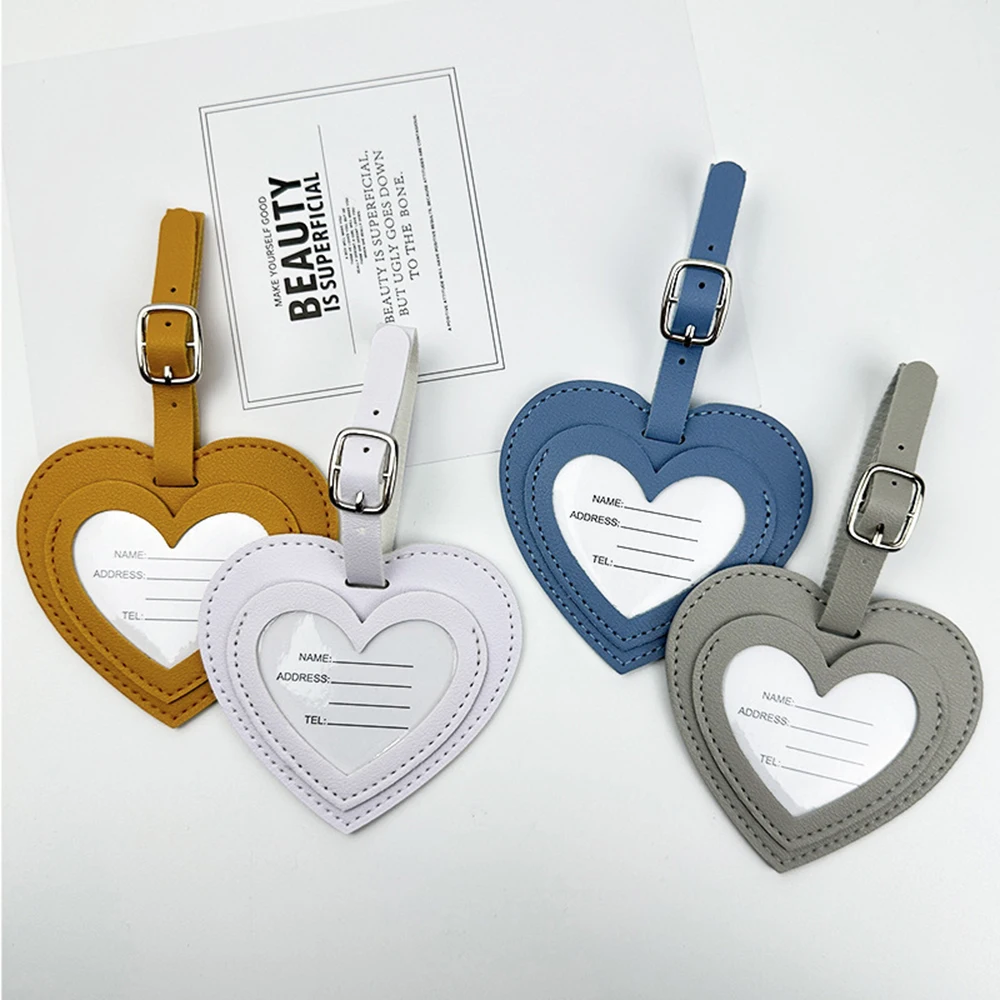 Reise-Herz DIY Namens-Gepäckanhänger Individuelle Buchstaben PU-Leder Großhandel Luxus-Kofferanhänger Hochzeits-Jahrestags-Geschenk Taschenanhänger – Detail 10