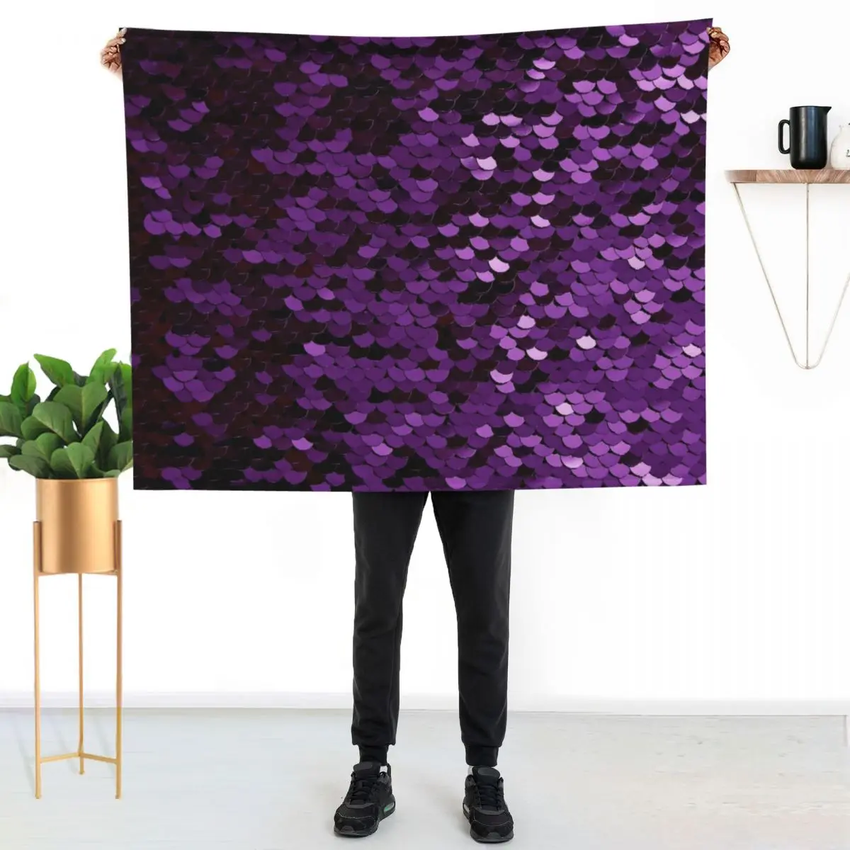 Purple Sequins Throw Blanket Hairy anime Vintage Blankets For Bed Sofa Throw Flannels Blankets