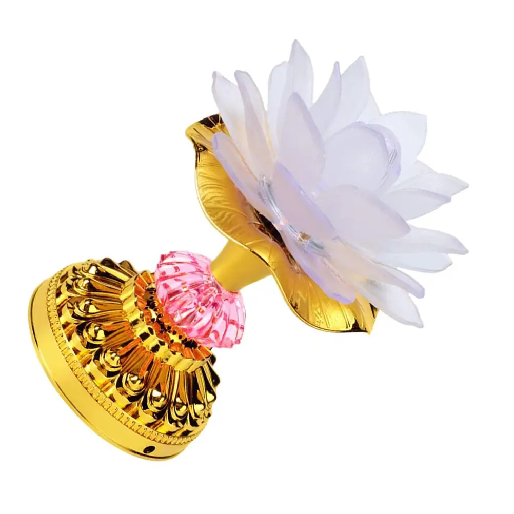 Lâmpada de lótus colorida de plástico LED Decoração de casa BudaHall LightOrnament DesktopDesign SmallNightLight ChangeColor