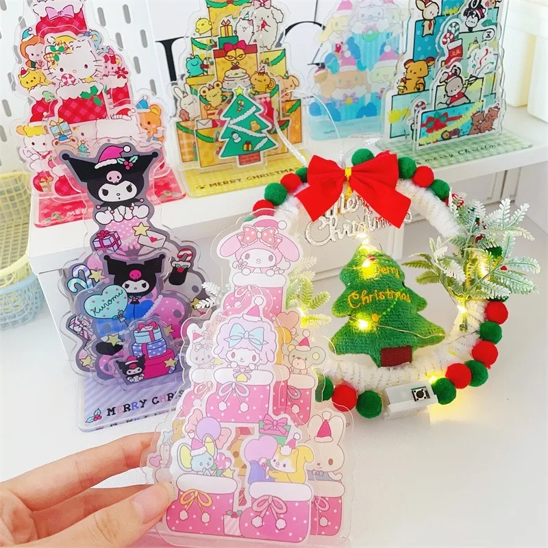 Sanrio Hello Kitty Weihnachten Acryl Ornamente Anime Actionfiguren Kuromi My Melody Q Figural Desktop Auto Dekoration Mädchen Geschenke